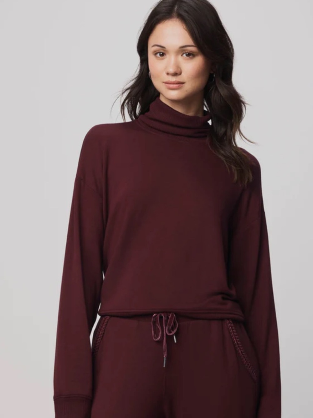 NWT Splendid Supersoft Trim Cowl Neck Sweater in Rosewood